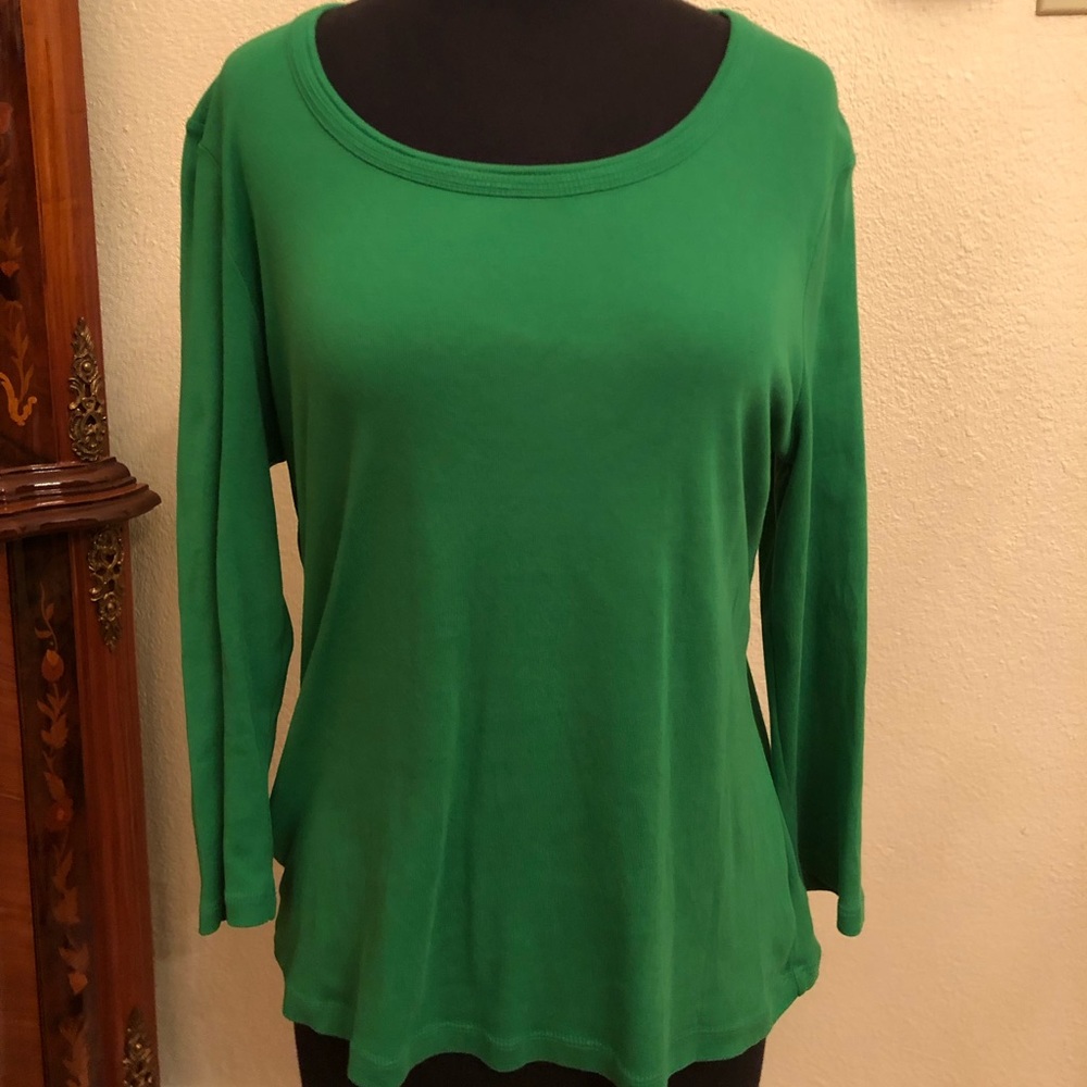 Talbots PL *100% Pima Cotton* Kelly Green Top